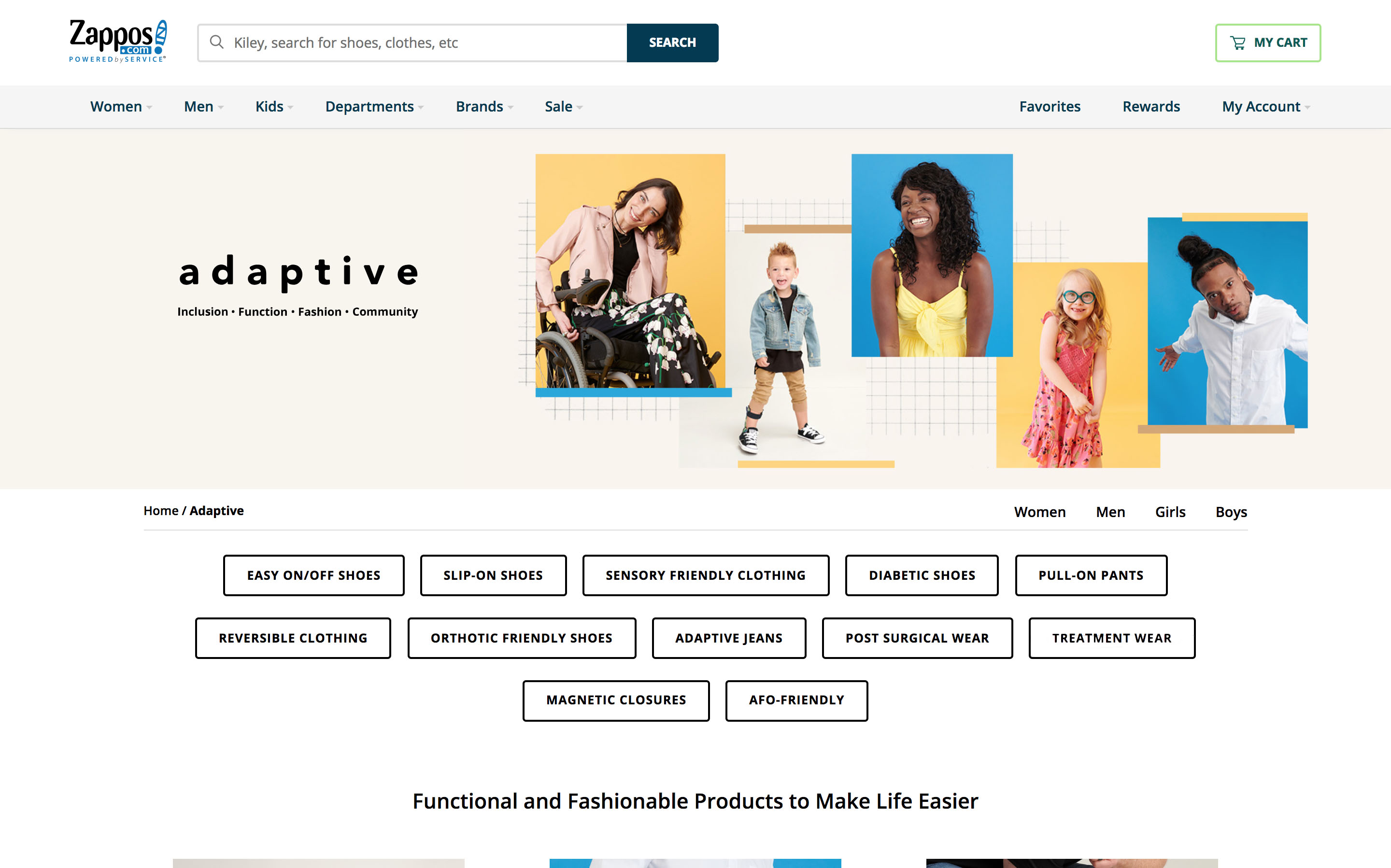 Zappos Adaptive site hero